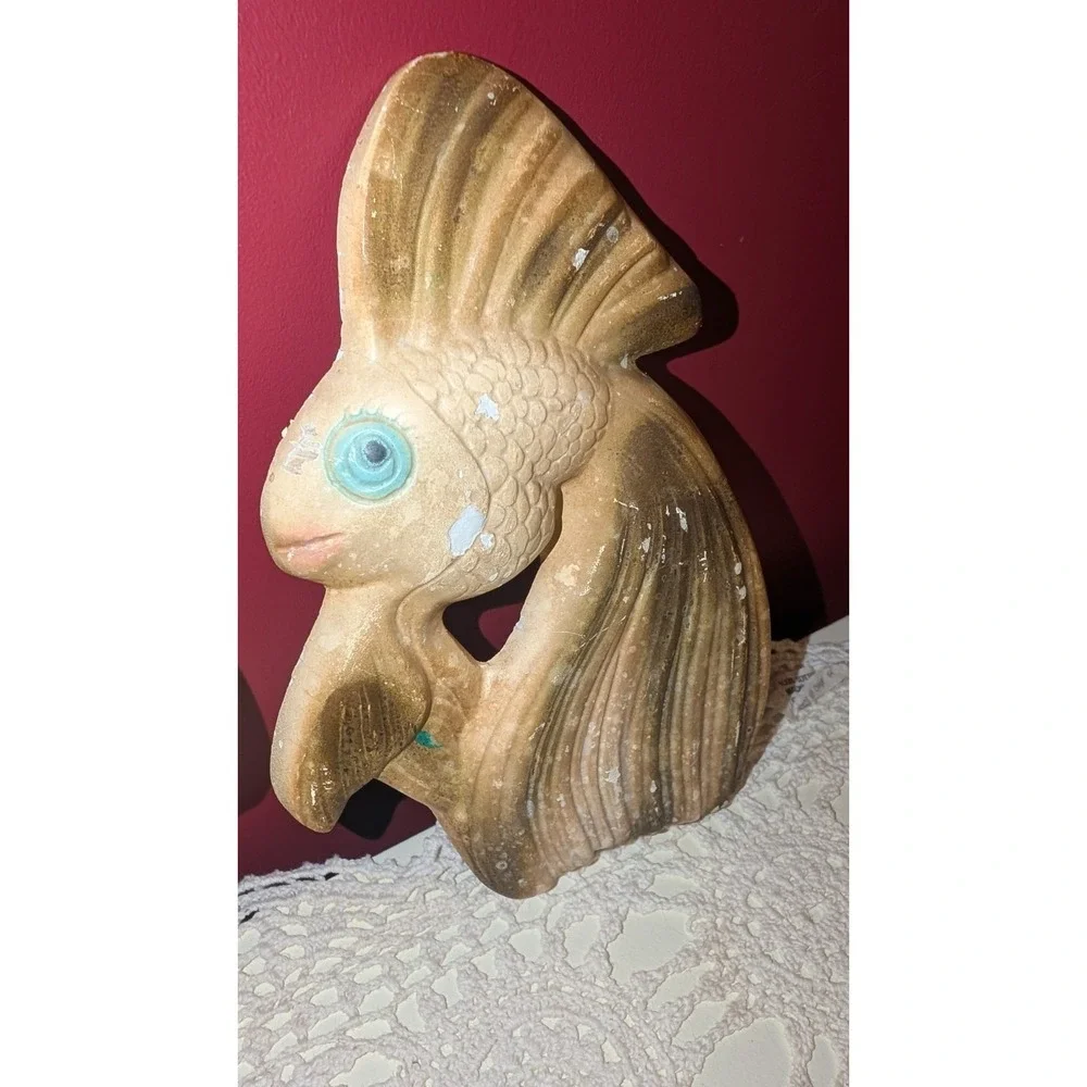 Miller Studio chalkware Angel fish wall plaques 60s Set Of 2 Plaster-Chipped